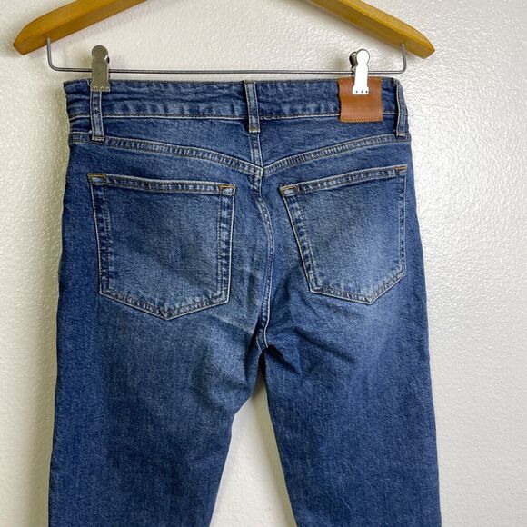 Anine Bing Enzo Jeans 27 Womens Slim Straight Distressed Raw Hem Split Cotton - Picture 9 of 14